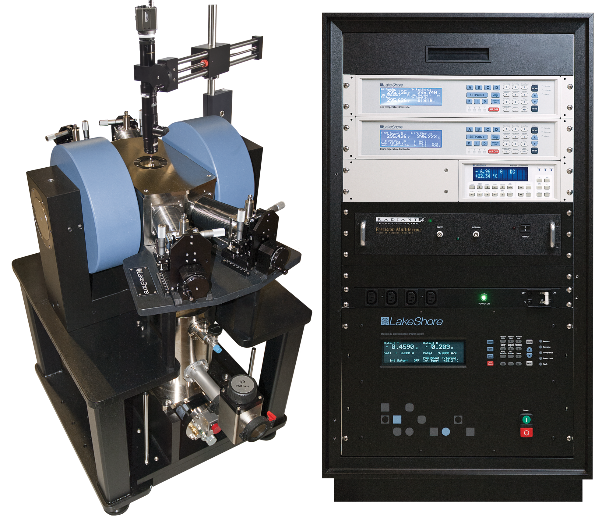 Lake Shore cryotronic Model CRX-4K Probe Station with a Radiant Technologies Precision Multiferroic Ferroelectric Tester